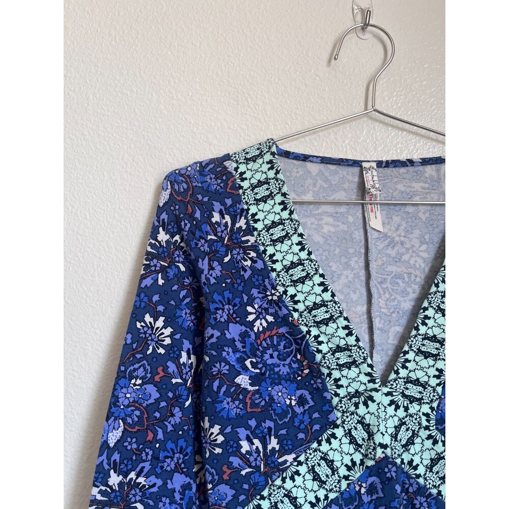 Free People Nowhere To Be Bodysuit in Blue Combo Size XS - Picture 2 of 6